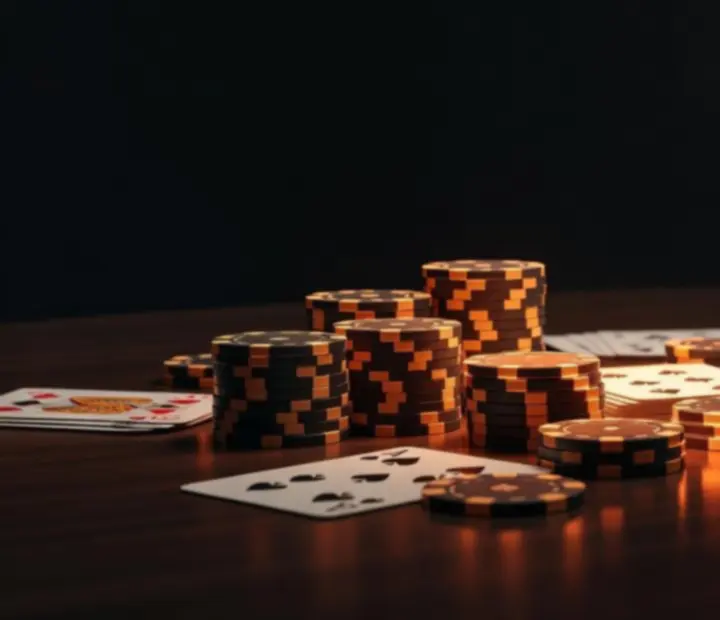 Jetons de poker fictifs sous éclairage orange brutaliste