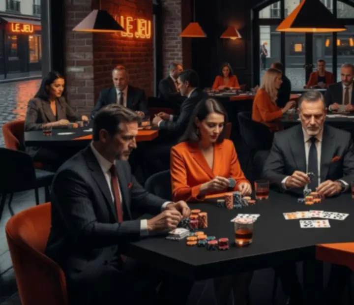 Vue cinématographique d’une soirée poker offline dans le restaurant Rendezvous Hub